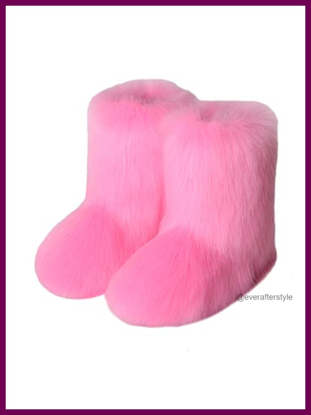 Faux Fur Mid-Calf Winter Snow Boots Fluffy Slip-On